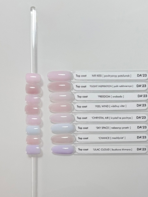 DA'23 COVER TOP ‘CRYSTAL AIR, 8 ml – półprzezroczysty top hybrydowy no wipe (blady róż)